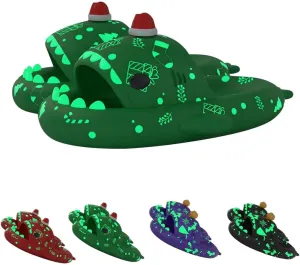 Christmas Shark Slides,Spooky Shark Slides Glow In The Dark For Men Women,Cozy Santa Shark Slides Cloud Shark Slippers