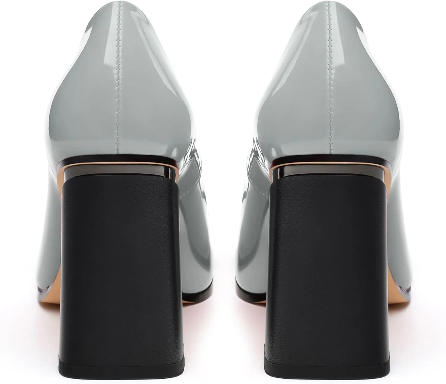 Chunky Block Heels for Women Patent Closed Pointed Toe Pumps Slip on Heels Dress Wedding Shoes 3.5IN
