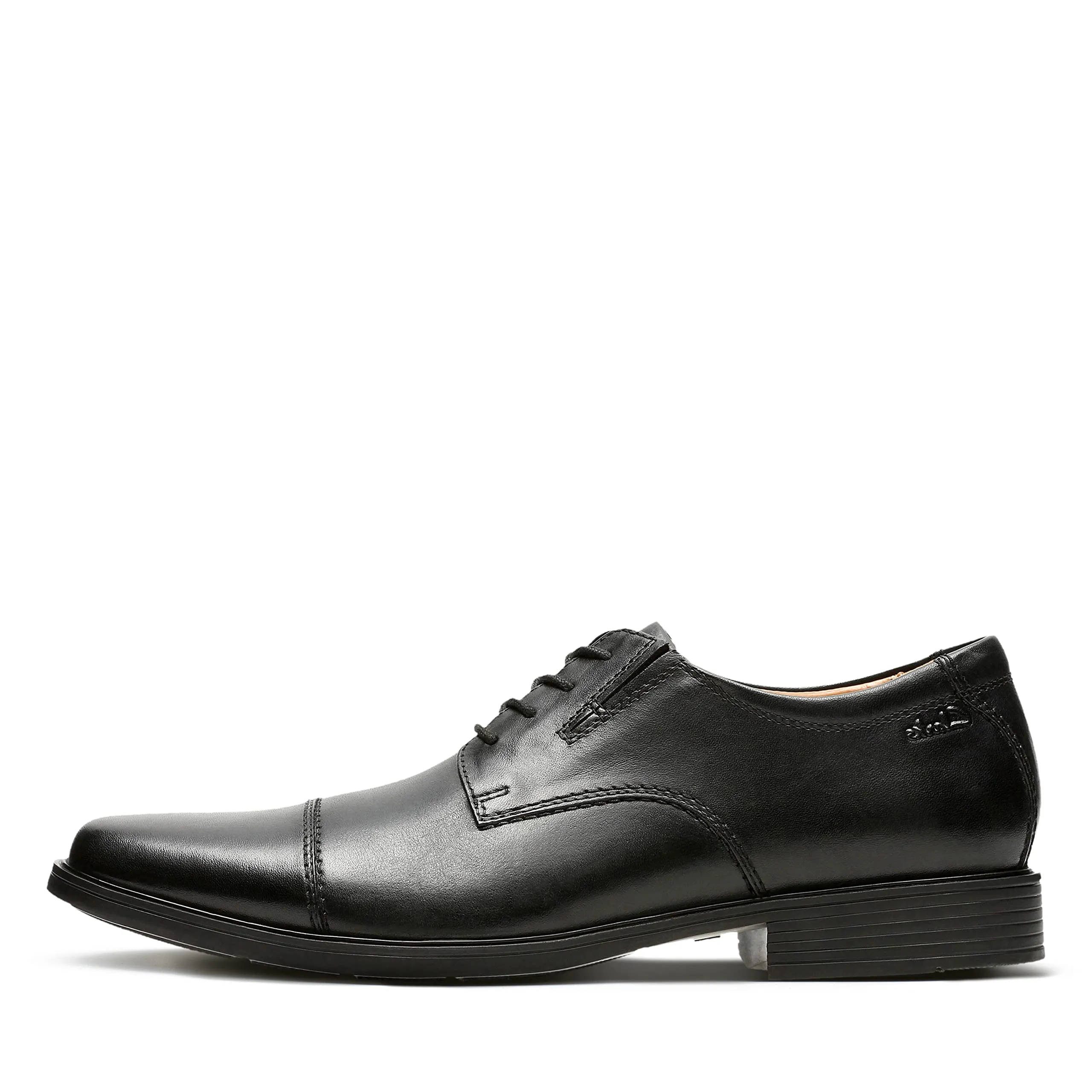 Clarks Mens Tilden Cap Oxford, Black Leather, 8 Wide US