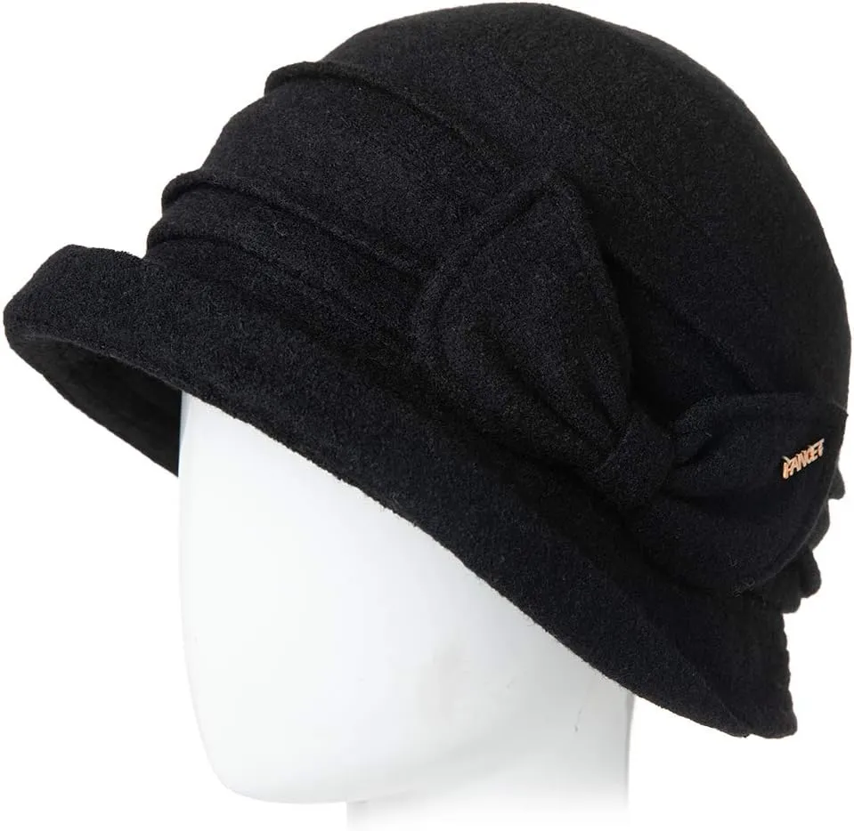 Comhats Winter Cloche Bucket Hat for Women Wool Elegant Dress 1920s Vintage Fedora