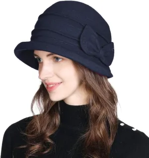 Comhats Winter Cloche Bucket Hat for Women Wool Elegant Dress 1920s Vintage Fedora