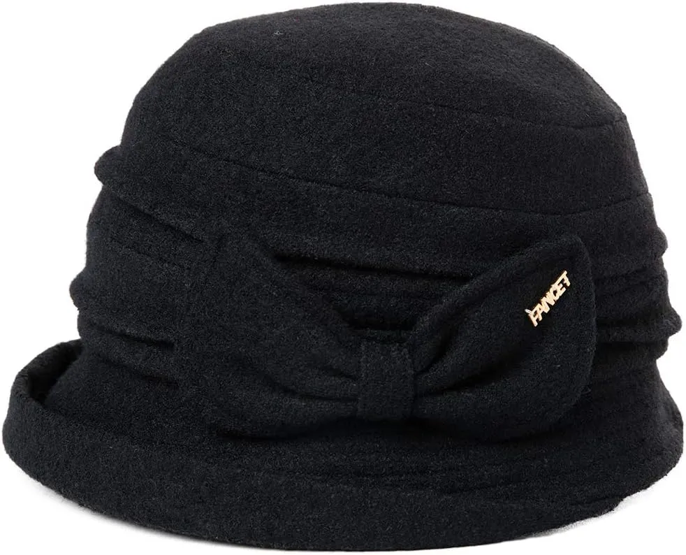 Comhats Winter Cloche Bucket Hat for Women Wool Elegant Dress 1920s Vintage Fedora