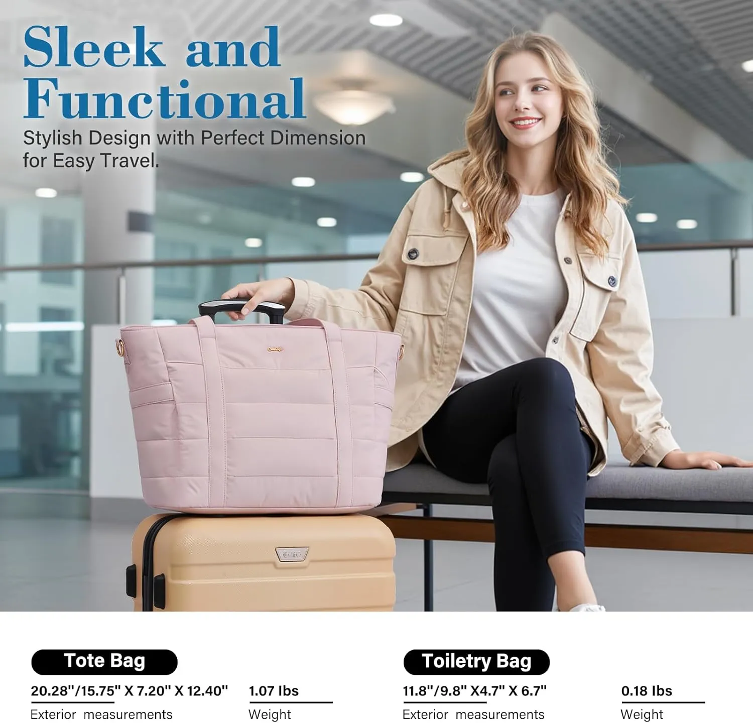 Coolife Puffy Tote Bag for Women - Quilted Puffer Travel Work Gym Carry On Shoulder Bag