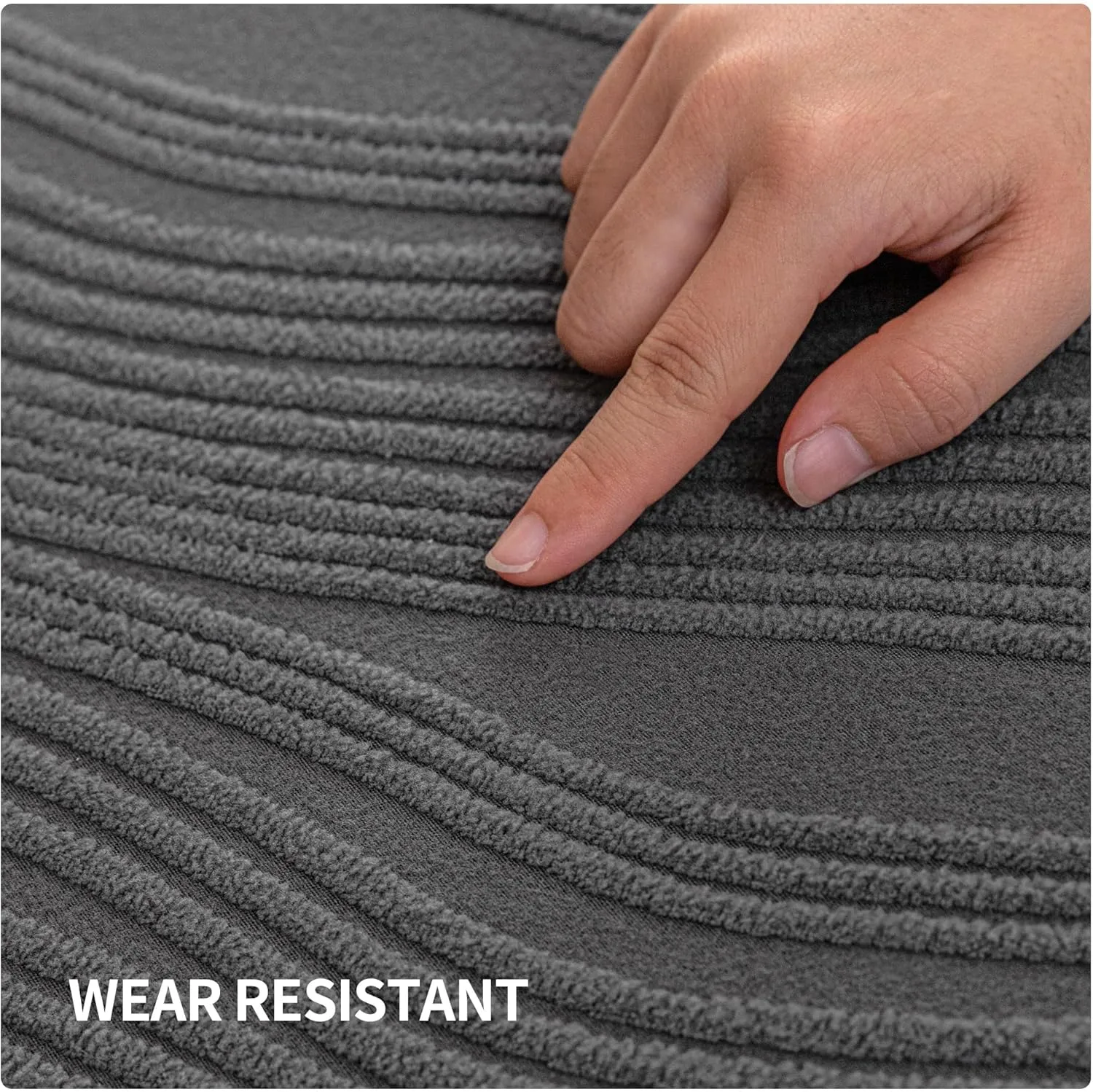 Couch Cushion Covers, Super Stretch Washable Sofa Slipcovers for L Shaped & Modular Seats, Pet-Friendly Furniture Protector with Stripe Design, (1PC Back Cover, Dark Gray)