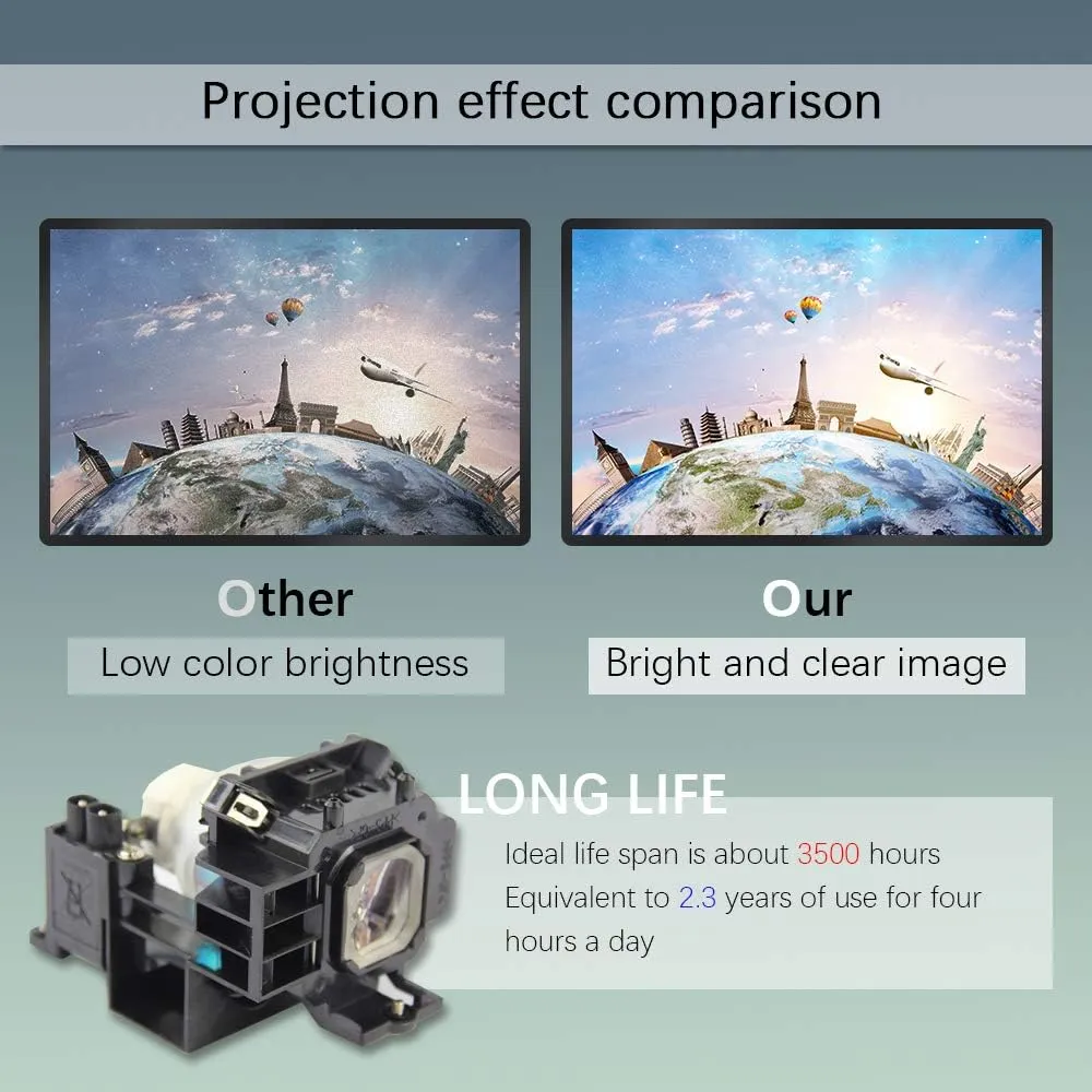 CTBAIER NP07LP/LV-LP31 Replacement Projector Lamp Bulb for NEC NP300 NP400 NP500 NP600 NP300A NP500W NP410W NP510W NP510 NP610SG NP500WS NP510WS Canon LV-7275/8300/7375/7370/7385/8310/8215