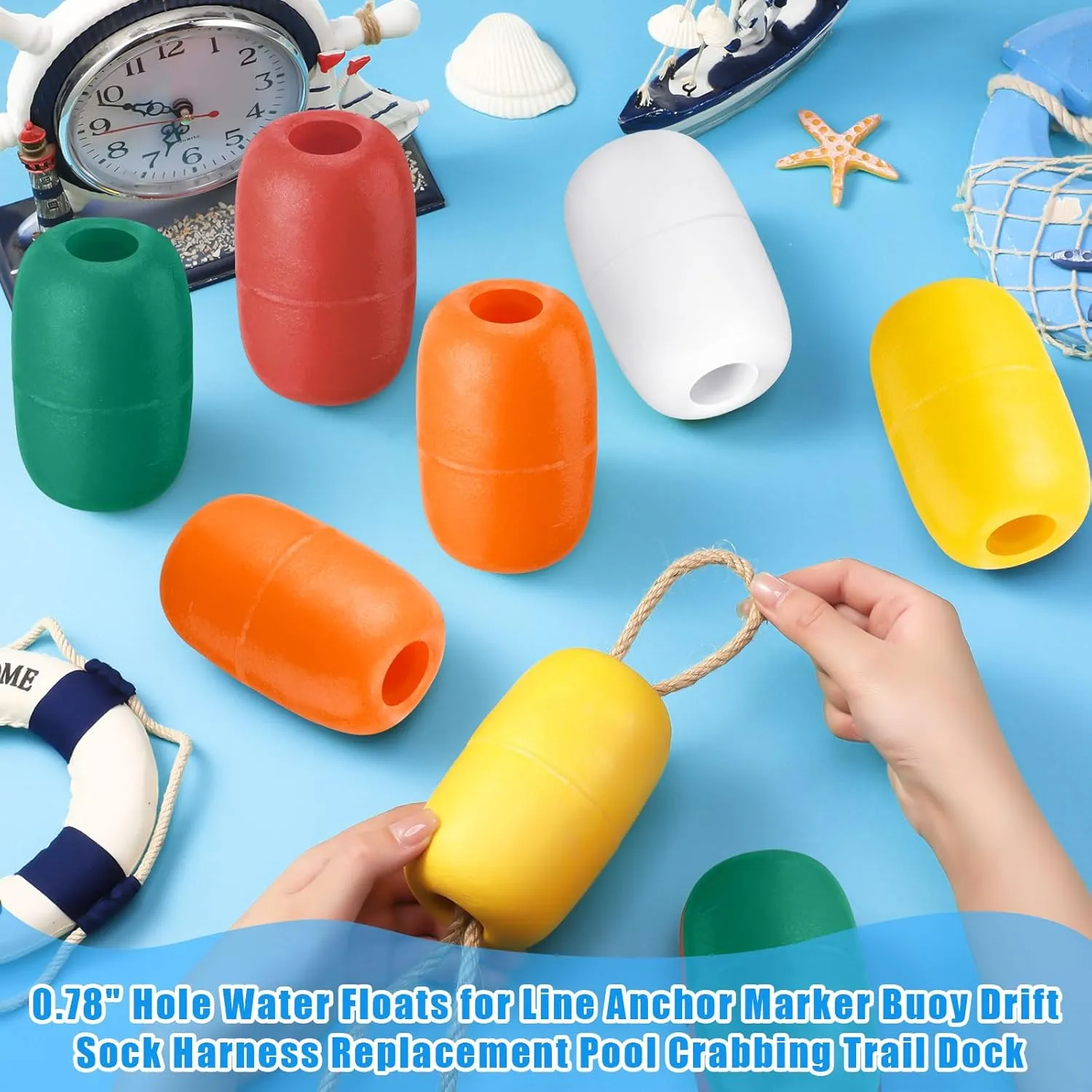 Deep Water Fishing Float 4.72 x 2.75'' Heavy Duty Pool Buoy Float Fishing Marker 0.78 Hole for Kayak Tow Line Anchor Marker Buoy Drift Sock Replace Pool Crabbing Dock