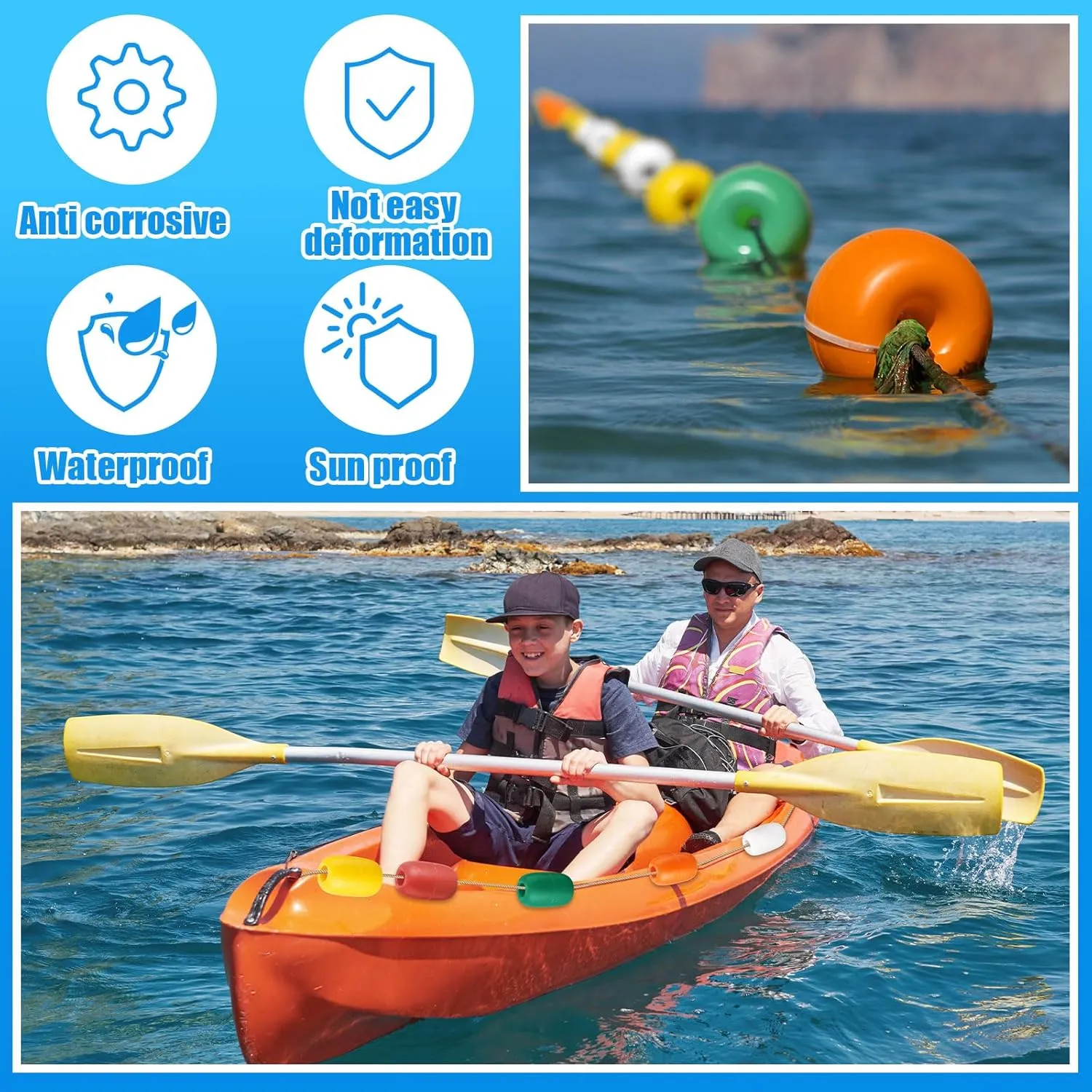 Deep Water Fishing Float 4.72 x 2.75'' Heavy Duty Pool Buoy Float Fishing Marker 0.78 Hole for Kayak Tow Line Anchor Marker Buoy Drift Sock Replace Pool Crabbing Dock