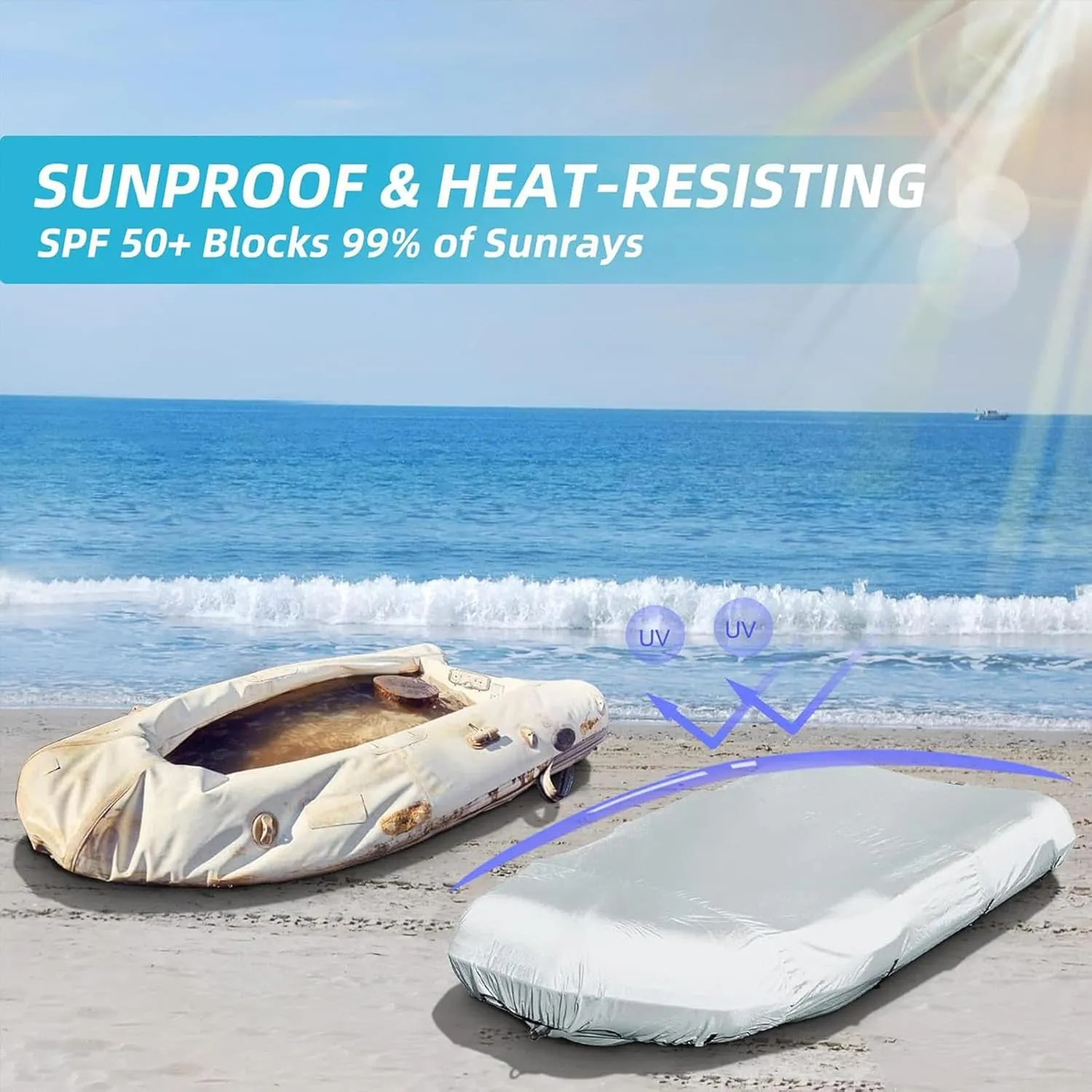 Dinghy Boat Cover 7 Sizes Boat Tarp UV Resistant Dinghy Covers for Inflatable Boat and Dinghy,520 * 210 * 46cm