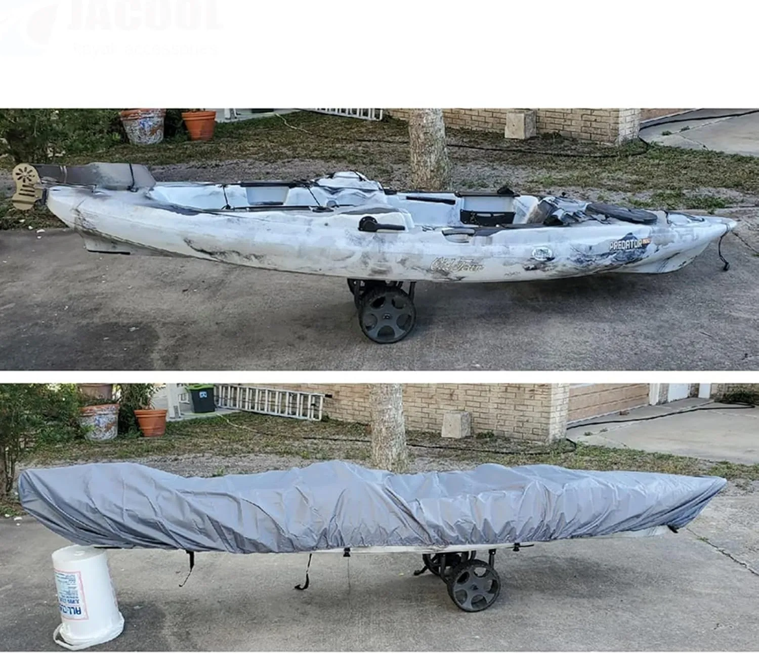 doorslay Kayak Cover Waterproof UV Resistant Kayak Cover Outdoor Kayak Storage Dust Cover for Boat Kayak Canoe SUP Paddleboard