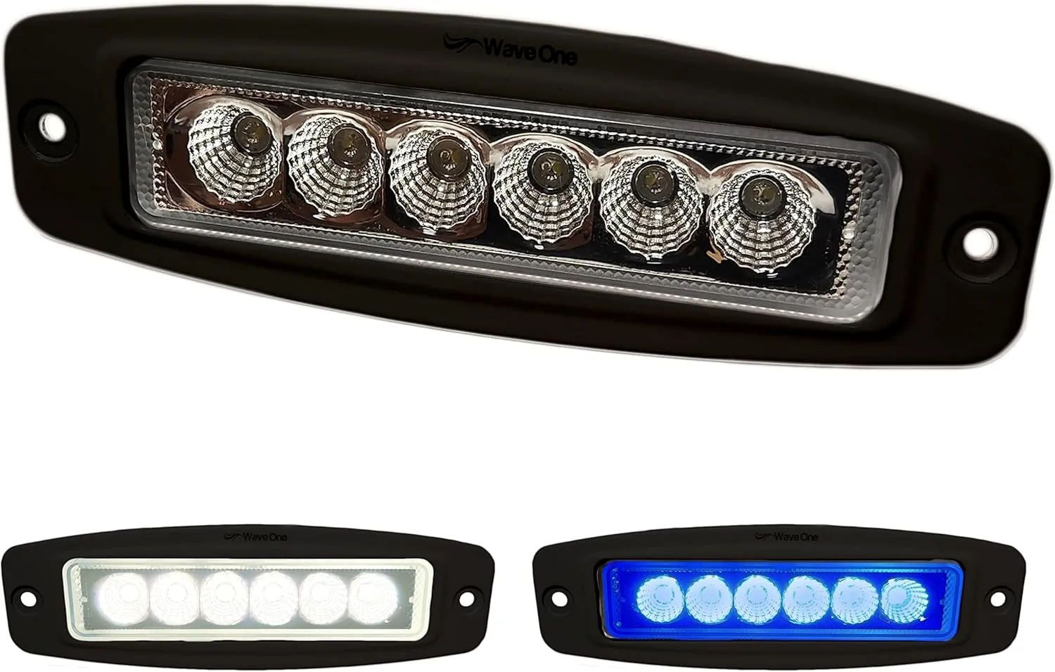 Dual Color LED FLUSH Mount Spreader Light | Boat Deck Flood Beam | Stainless Hardware | IP68 Waterproof | High Lumen | 12-24 Volt DC Input (BLACK)