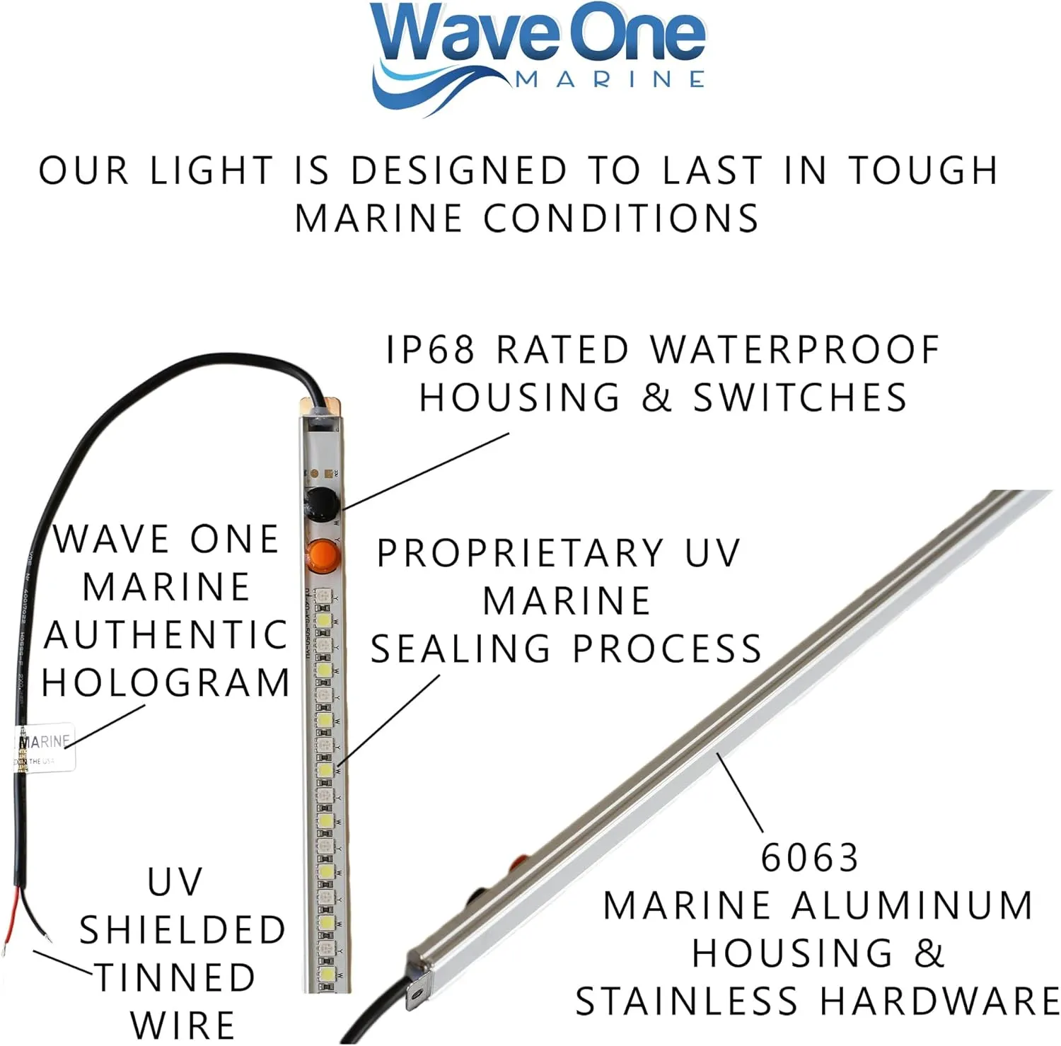 Dual Color T-Top LED Light with Switch | Boat Courtesy Cockpit Helm Light | Waterproof Bar Housing | Stainless Hardware | IP68 (15.5" White & Red)