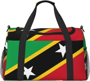 Duffle Bag For Travel Saint Kitts And Nevis Flag Travel Bag Carry On Bag For Womens Mens Gym Weekender Overnight Trips