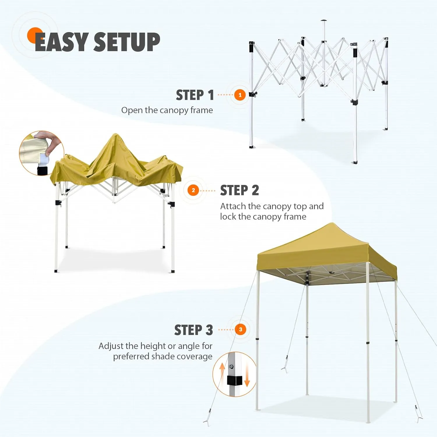 EAGLE PEAK 5x5 Pop Up Canopy Tent Instant Outdoor Canopy Easy Set-up Straight Leg Folding Shelter, Beige