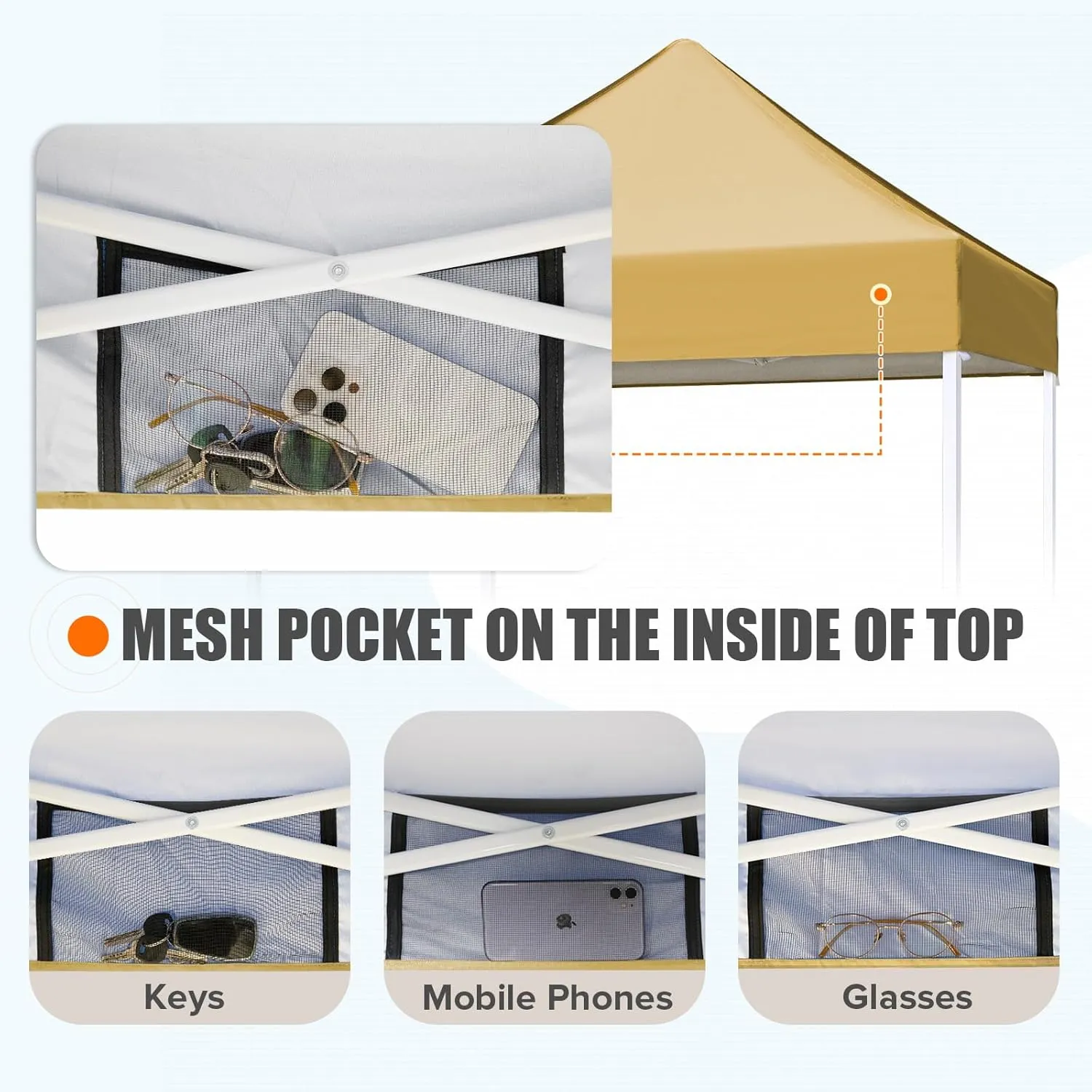 EAGLE PEAK 5x5 Pop Up Canopy Tent Instant Outdoor Canopy Easy Set-up Straight Leg Folding Shelter, Beige