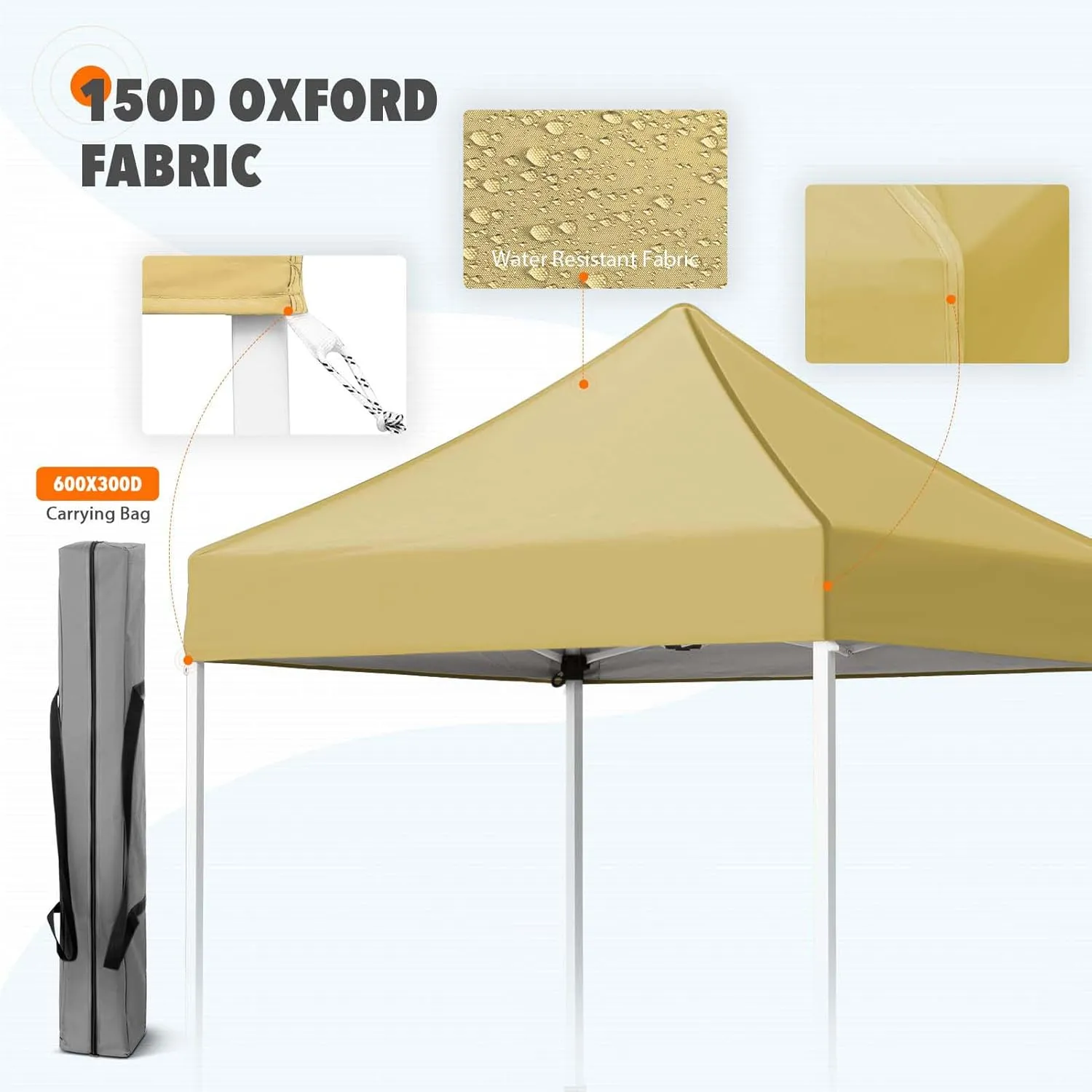 EAGLE PEAK 5x5 Pop Up Canopy Tent Instant Outdoor Canopy Easy Set-up Straight Leg Folding Shelter, Beige