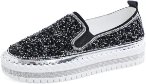 EaGo Women Casual Fashion Rhinestone Slip-on Loafers