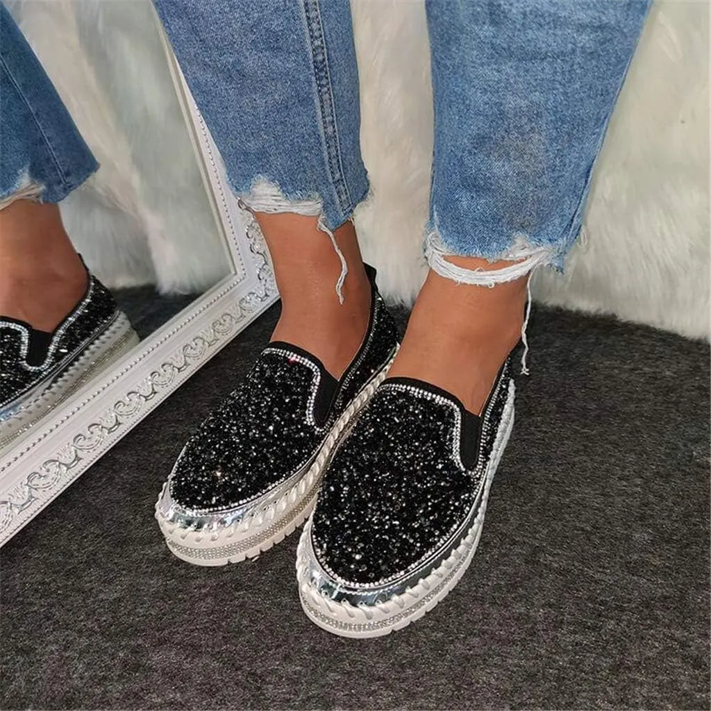 EaGo Women Casual Fashion Rhinestone Slip-on Loafers