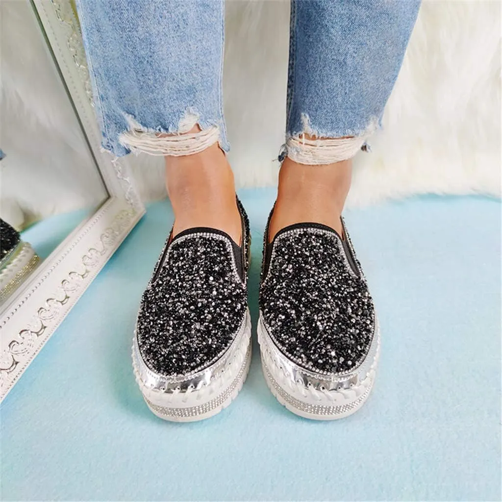 EaGo Women Casual Fashion Rhinestone Slip-on Loafers
