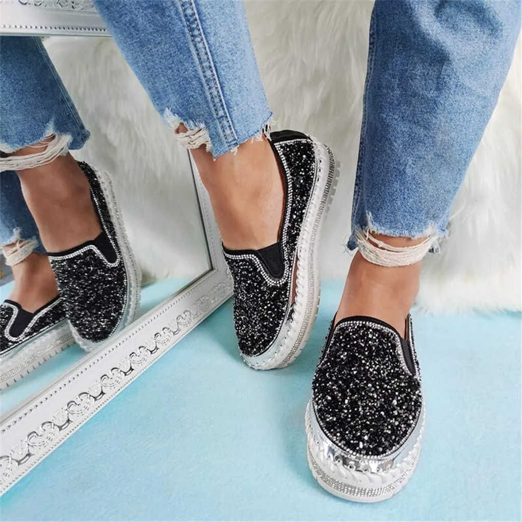 EaGo Women Casual Fashion Rhinestone Slip-on Loafers