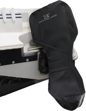 Explore Land Fade Resistant Full Outboard Motor Cover - Waterproof Upgraded Strong 600D Heavy Duty Boat Engine Covers Fit for Motor 100-150 HP, Black