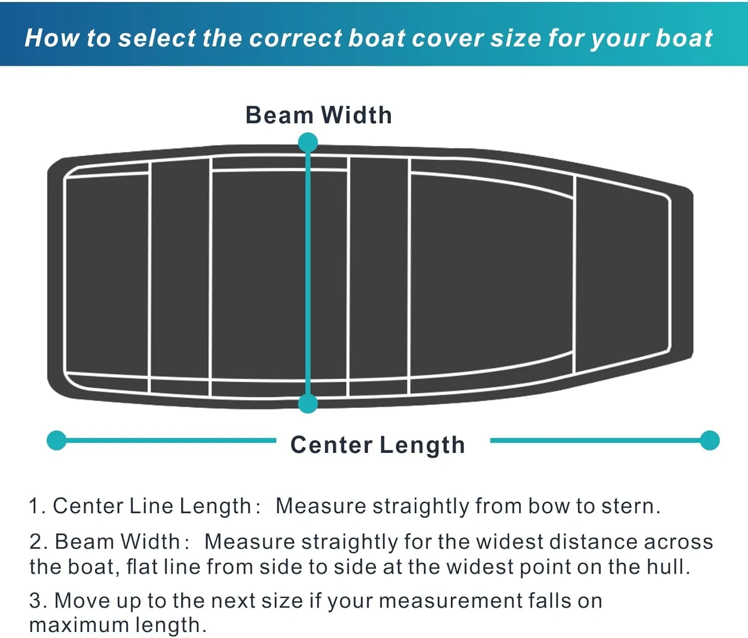 Explore Land Marine Grade 900D Trailerable Jon Boat Cover Fade Resistant and Waterproof Fabric - Fits Jon Boat 12' Long Beam Width up to 58", Grey
