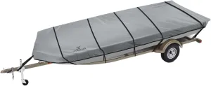 Explore Land Marine Grade 900D Trailerable Jon Boat Cover Fade Resistant and Waterproof Fabric - Fits Jon Boat 12' Long Beam Width up to 58", Grey