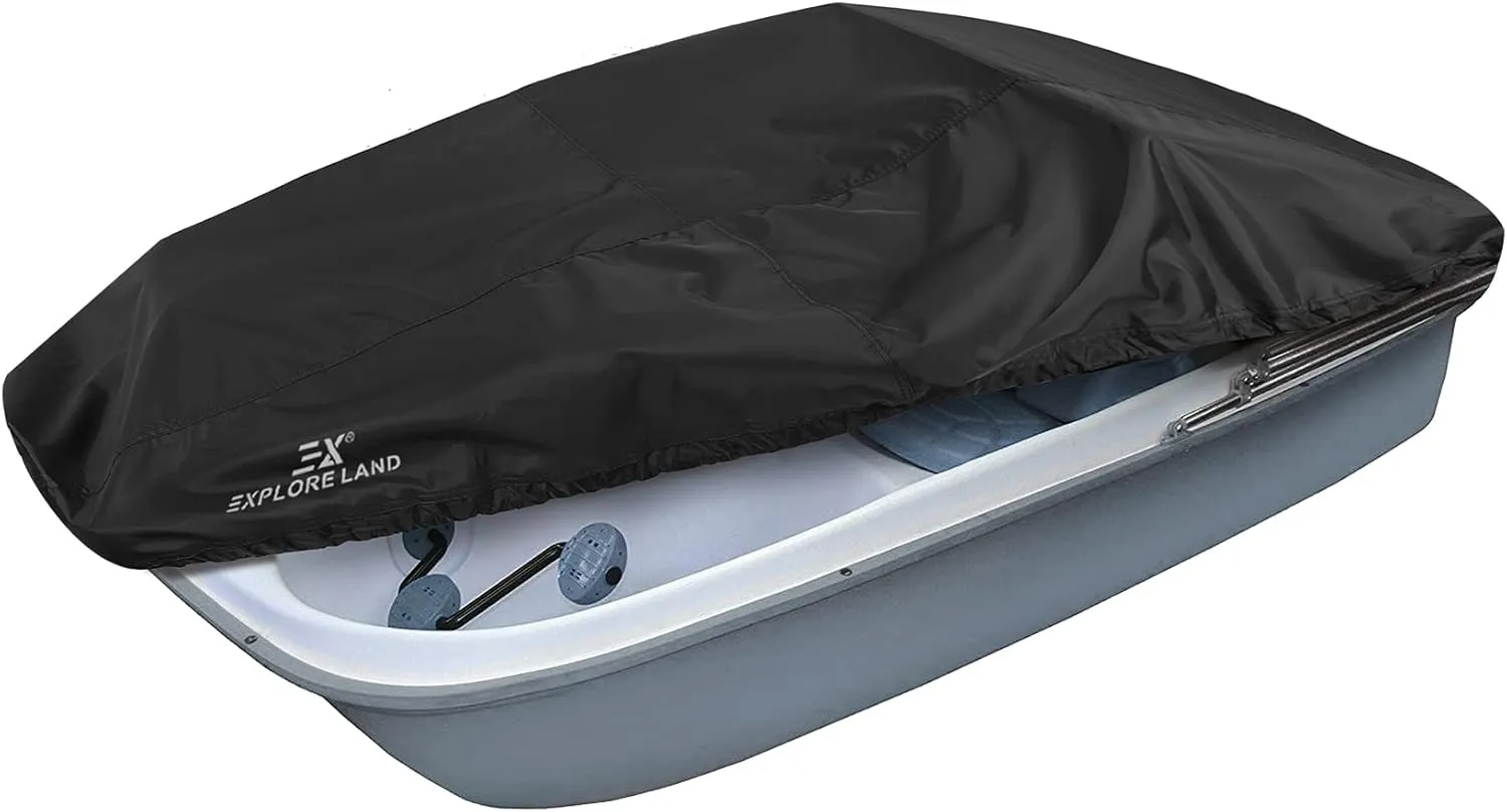 Explore Land Pedal Boat Cover - Waterproof Heavy Duty Outdoor 3 or 6 Person Paddle Boat Protector, Black