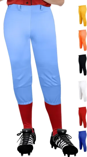 Exxact Sports Womens Softball Pants Knicker/Yoga Style Knee Length, 4-Way Stretch Low Rise Softball Pants for Women