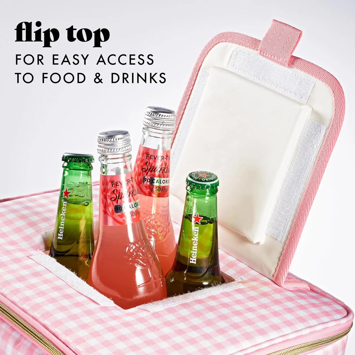 Fit & Fresh, 24-Can Soft Cooler Bag Insulated Leak Proof, Portable Soft Cooler, Large Cooler, Soft Sided Cooler Bag, Travel Cooler, Pink Gingham