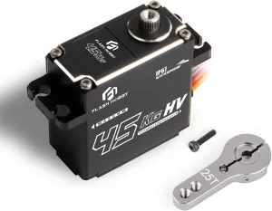 FLASH HOBBY 45KG Coreless Servo 8.4V High Torque Full Metal Gear Servo, IP67 Waterproof Steering RC Servo with Control Angle 360° for 1/10 Scale RC Cars, Trucks & Robot Parts (Continuous Rotation)