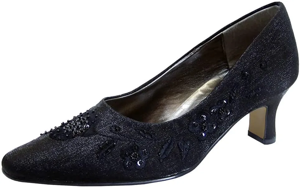 Floral Fern Women's Wide Width Dress Slip-On Satin Pumps