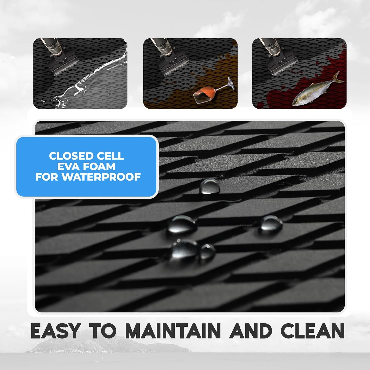 FOCEAN Boat Flooring - EVA Foam Boat Decking - Marine Flooring Marine Mats for Boats RV Yacht Kayak 94.5"x 47.2"/23.6"/15.7"