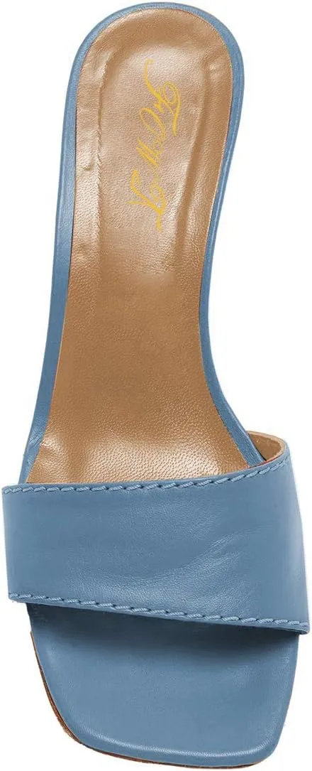 FOWT Women Fashion Open Square Toe Slide Sandals Mid High Wedge Heels Slipper Pumps Date Party Shoes Size 4-15 M US