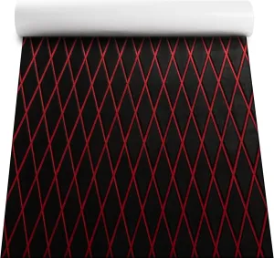 Fullfire Boat Flooring - EVA Foam Boat Decking - Marine Mat Boat Carpet Sheet Self-Adhesive Flooring Material, for Motorboat Yacht Kayak RV 74.8"X 27.8", Black with Red Lines