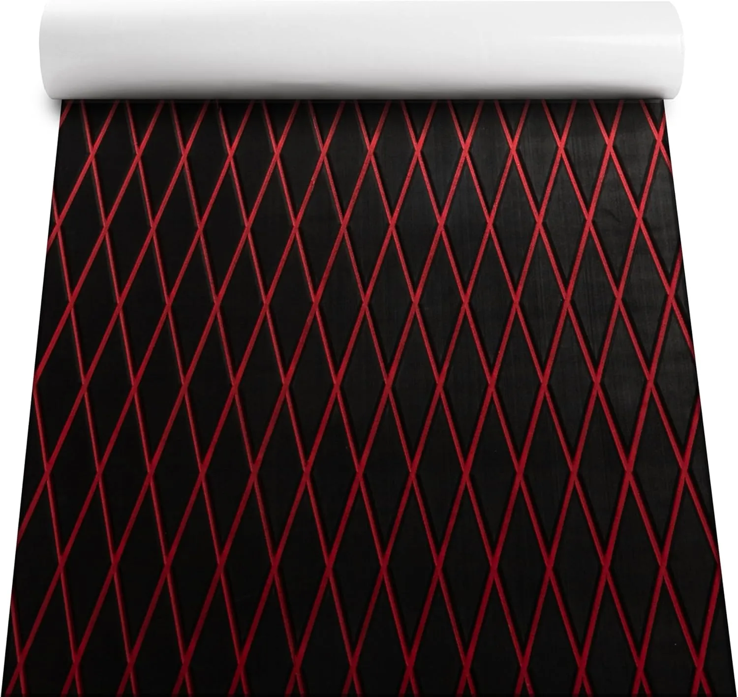 Fullfire Boat Flooring - EVA Foam Boat Decking - Marine Mat Boat Carpet Sheet Self-Adhesive Flooring Material, for Motorboat Yacht Kayak RV 74.8"X 27.8", Black with Red Lines