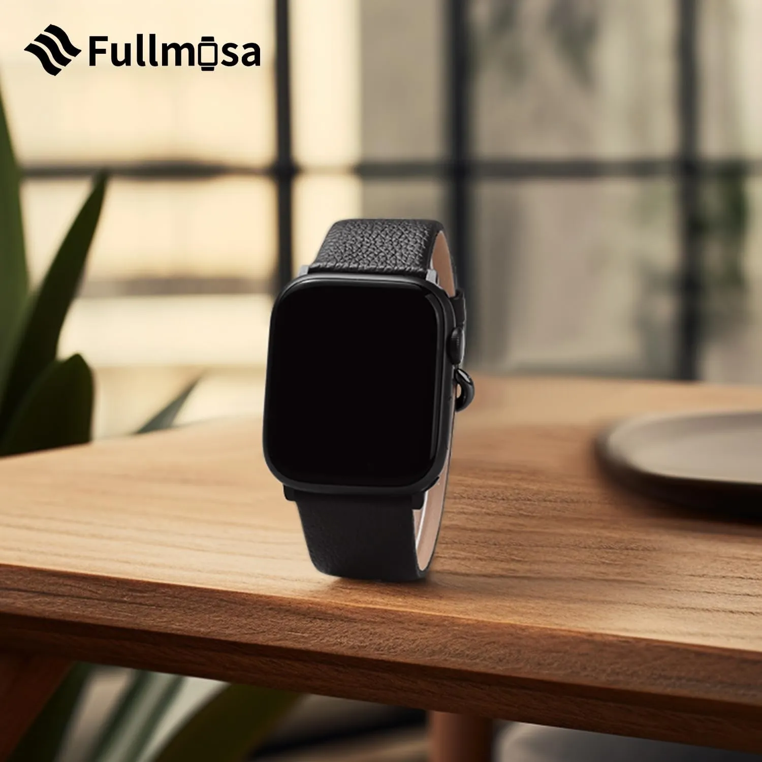 Fullmosa Leather Bands Compatible with Apple Watch Band 49mm 46mm 45mm 44mm 42mm for Men Women, Genuine Leather Strap for iWatch Ultra 2/Ultra/10/9/8/7/6/5/4/3/2/1/SE2/SE, Space Grey/Smoky Grey