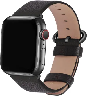 Fullmosa Leather Bands Compatible with Apple Watch Band 49mm 46mm 45mm 44mm 42mm for Men Women, Genuine Leather Strap for iWatch Ultra 2/Ultra/10/9/8/7/6/5/4/3/2/1/SE2/SE, Space Grey/Smoky Grey