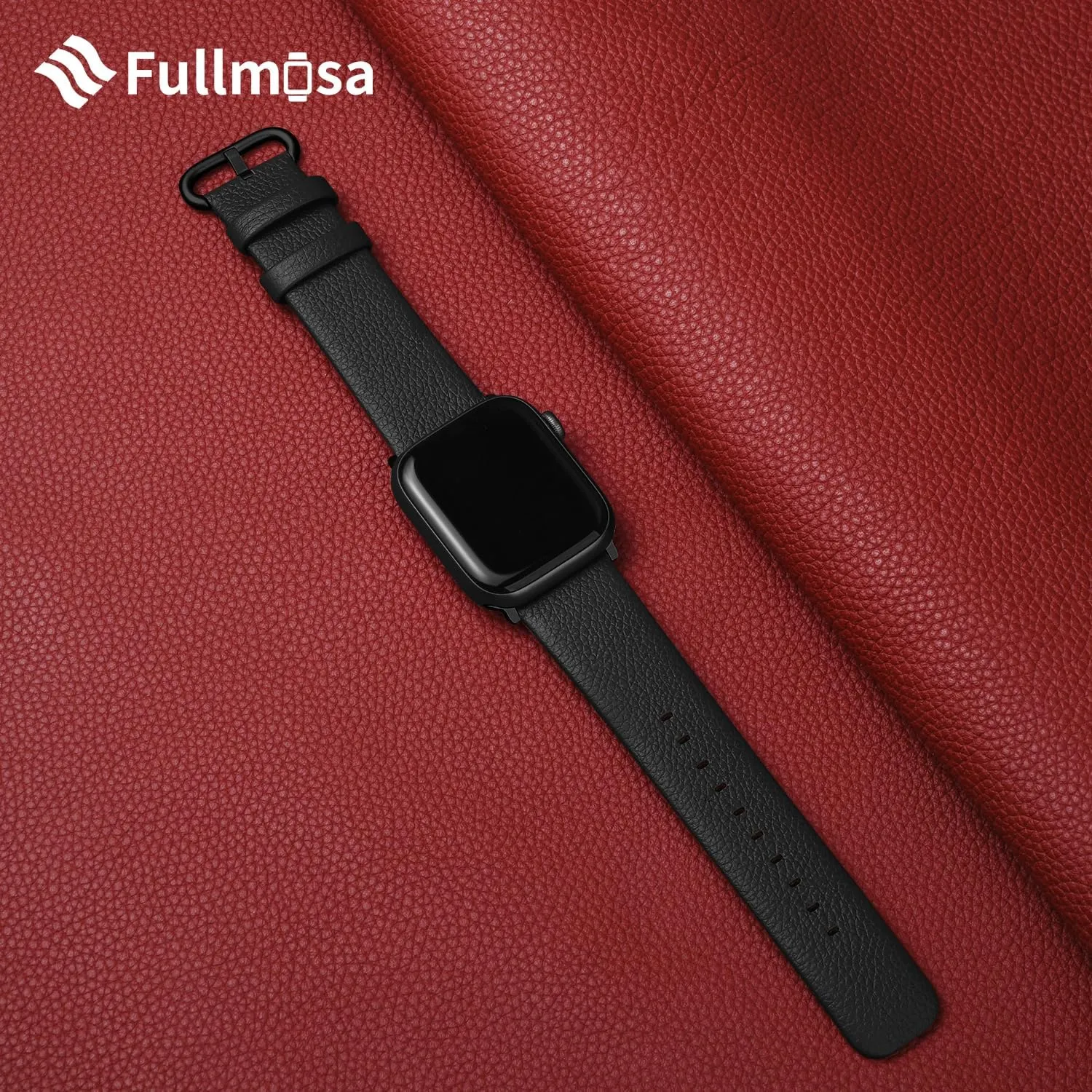 Fullmosa Leather Bands Compatible with Apple Watch Band 49mm 46mm 45mm 44mm 42mm for Men Women, Genuine Leather Strap for iWatch Ultra 2/Ultra/10/9/8/7/6/5/4/3/2/1/SE2/SE, Space Grey/Smoky Grey