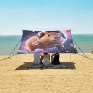 Galaxy Space Capybara Beach Camping Tent Sun Shelter for Whole Family, Beach Shade Canopy with UPF50  UV Protection,Easy Set Up and Carry,Outdoor Shade for Trips, Fishing, Backyard Fun Picnics