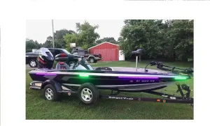 Green Blob Outdoors Pimp My Fishin Boat UV LED Light Strips kit Ultra Violet Black Light for Bass Boats Rub Rails, with Bonus Red & Navigation LED Light Strips IP68 Waterproof
