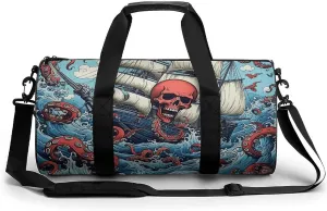 Gym Bag Octopus And Boat Duffel Bag for Men Women Overnight Bag with Shoe Compartment Workout Bags