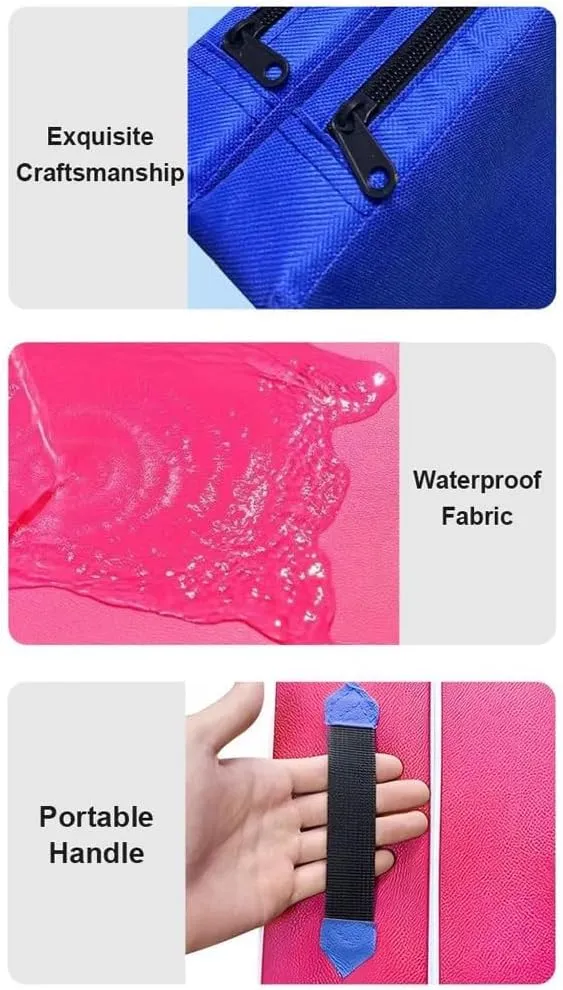 Gymnastics Mat Gym Mat Folding Mattress with Carrying Handle, 2"/4" Thick Waterproof Fabric Floor Mat Floor Guest Bed with Removable Cover,Foldable Mattress (Black-PU,24"x47"x2")