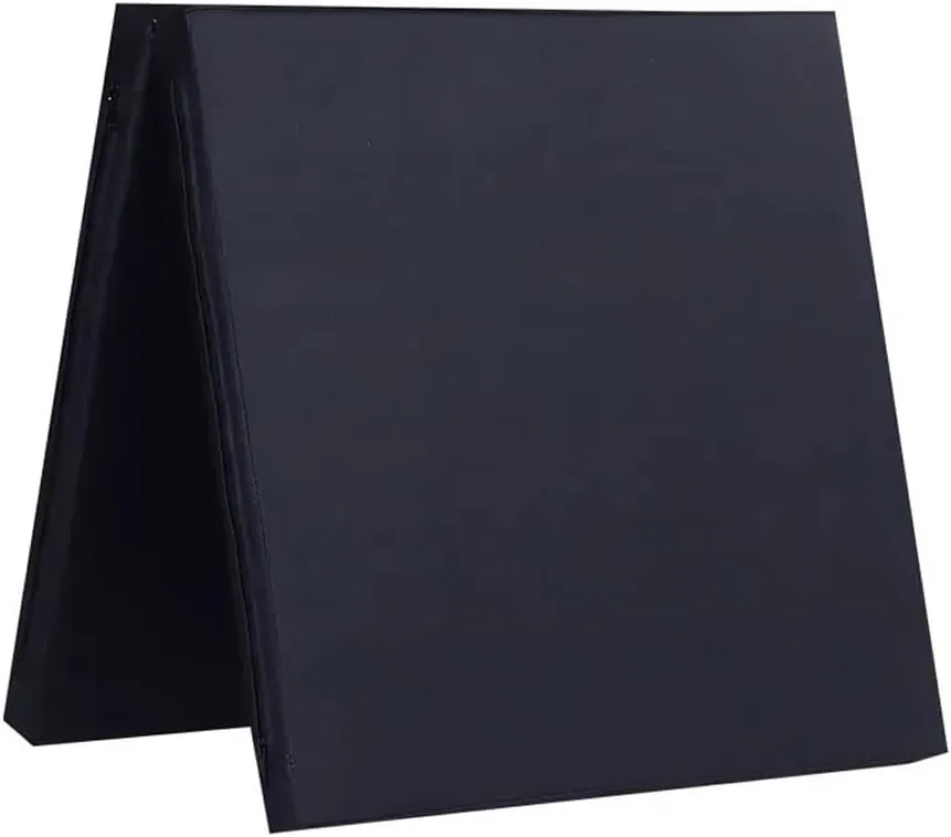 Gymnastics Mat Gym Mat Folding Mattress with Carrying Handle, 2"/4" Thick Waterproof Fabric Floor Mat Floor Guest Bed with Removable Cover,Foldable Mattress (Black-PU,24"x47"x2")