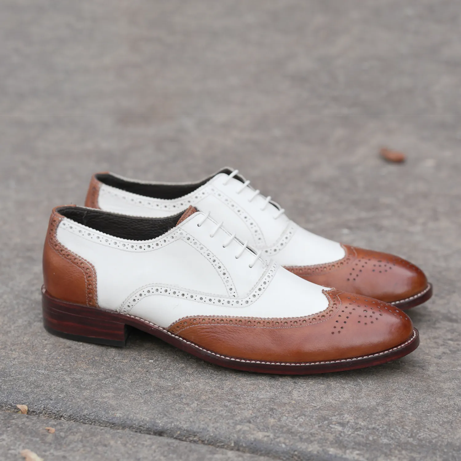Handmade Wingtip Brogue Lace-Up Full-Grain Leather Dress Shoes