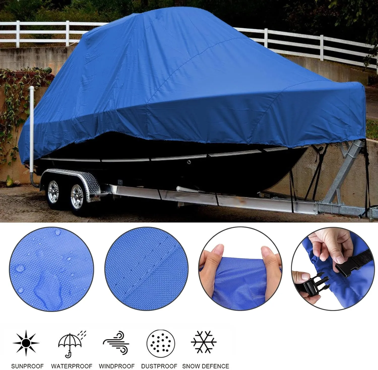 Hard Top/T-Top Boat Cover Heavy Duty Marine Grade 600D Oxford Fabric Waterproof UV Resistant Trailerable Jumbo Boat Cover,Blue,19~21ft: 818x 530cm
