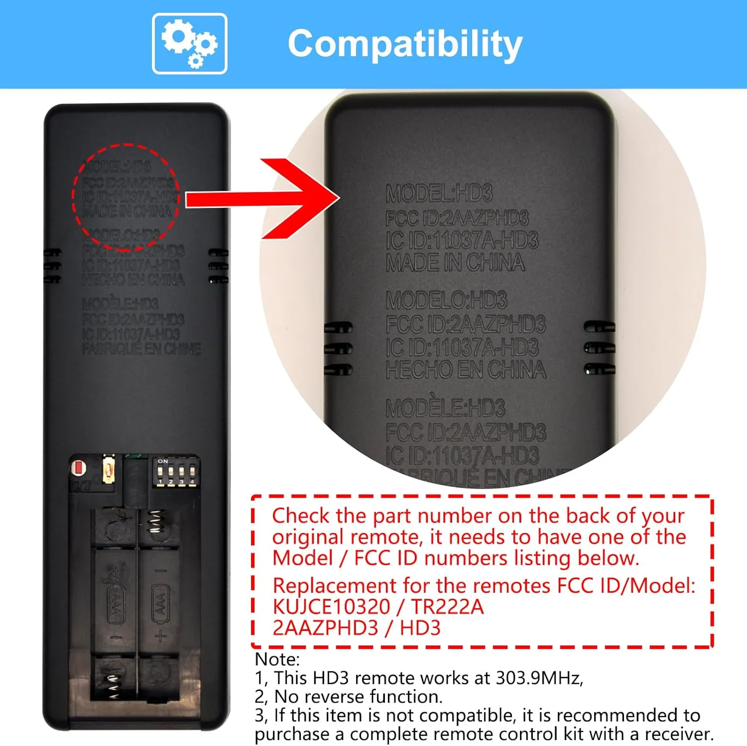 HD3 Replacement Remote for Hampton Bay Home Decorators Collection Ceiling Fan Remote Control,w/Thermostatic Control Light Dimmer Timer,for KUJCE10320 TR222A TX031 2AAZPHD3 HD3(Remote Only)