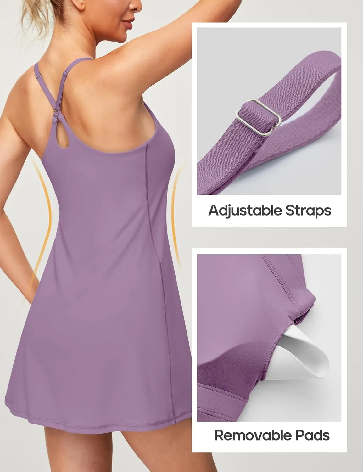 Heathyoga Womens Tennis Dress with Shorts Underneath & Bra Athletic Dress for Women Summer Dress with Pockets for Golf