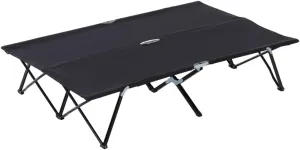 Heavy Duty Folding Camping Cot - 300 lbs Capacity, Portable Compact Cot with Carry Bag, 15" Elevated for Outdoor, Camping, Hiking - Black