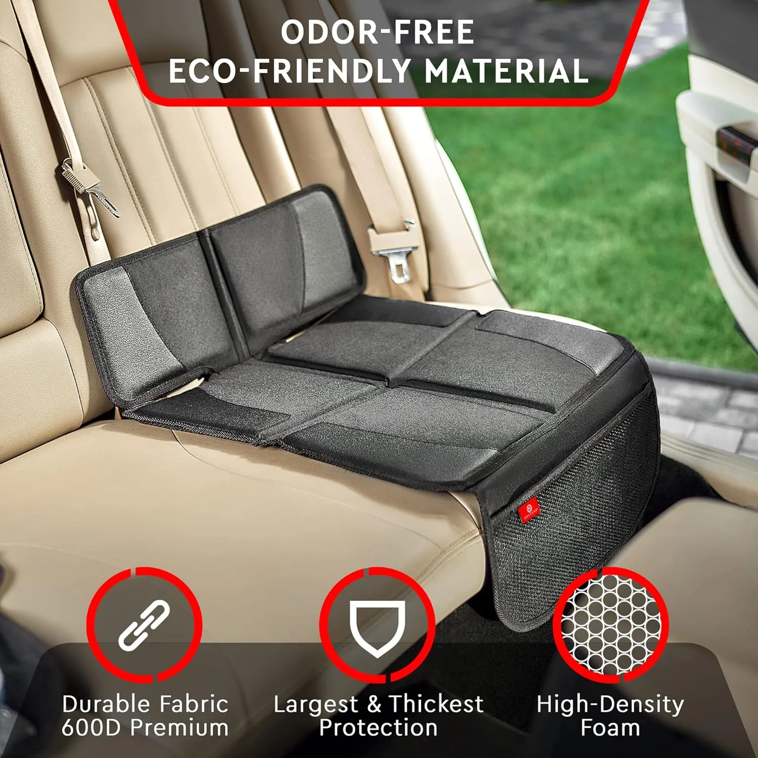 Helteko Car Seat Protector - 2 Pack Seat Mat for Under Child Booster Carseat, Seat Cover Protector from Waterproof & Stain Resistant Thickest Padding Material for Leather and Fabric Seats, Gray