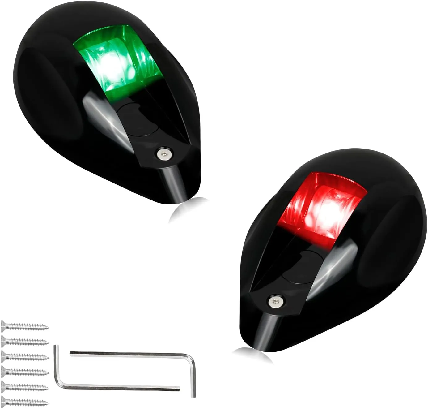 HERCOO Boat Navigation Lights LED Bow Lights for Boats, IP67 Waterproof Red and Green Marine Navigation Lights for Bow & Stern，Ideal for Pontoon, Yacht, Power Boat - Black